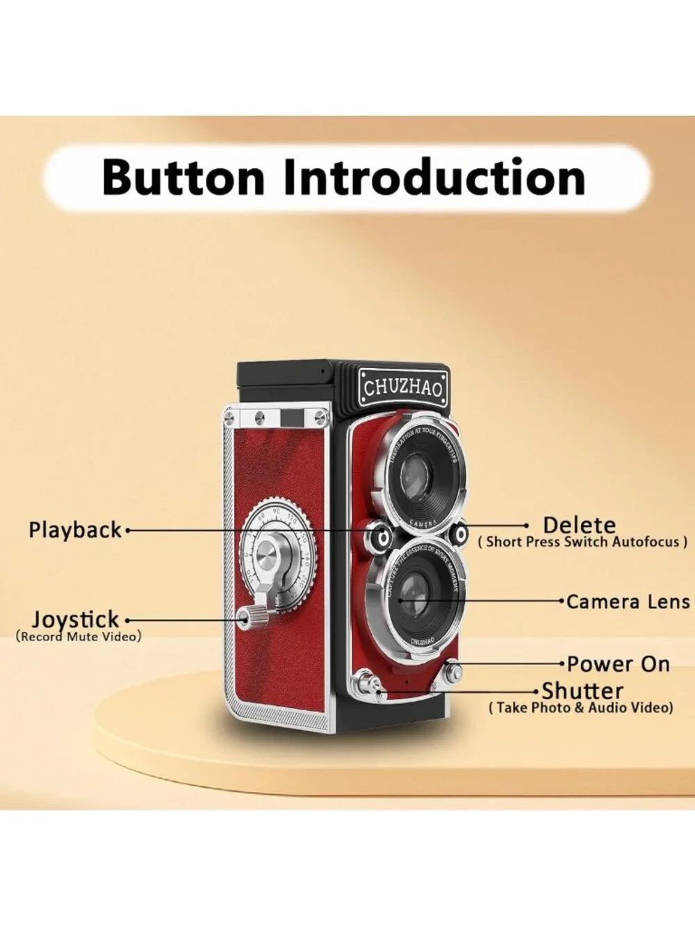 Vintage Mini Digital Camera - Retro Point & Shoot, 1080P Video, 12MP Photos